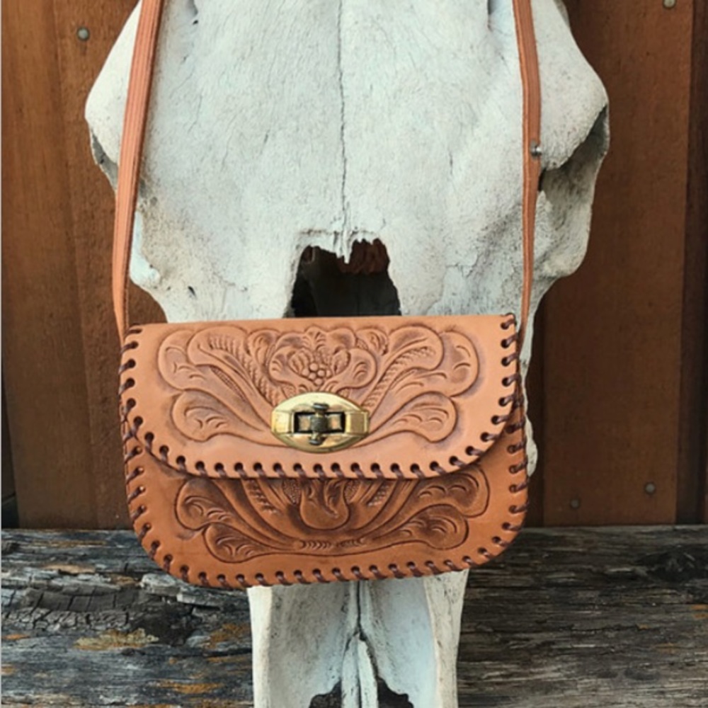 Tooled Leather Vintage Shoulder Bag